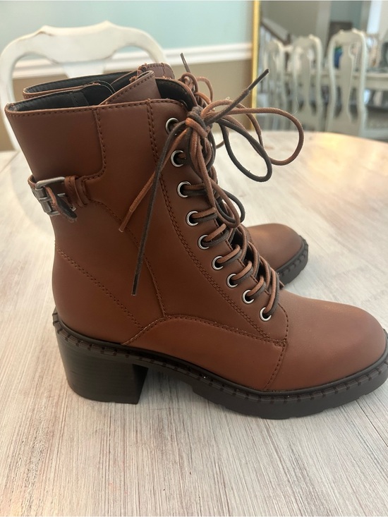 Zodiac Shoes - Zodiac Paxton Lace-Up Combat Boots Brown Size 7.5 Block Heel NEW